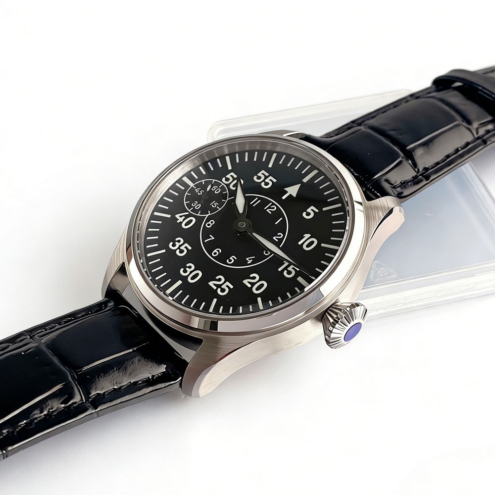 42mm Watch 6497 Hand-Wind ST3600 Mechanical Watch Men Sapphire Push-pull Crown