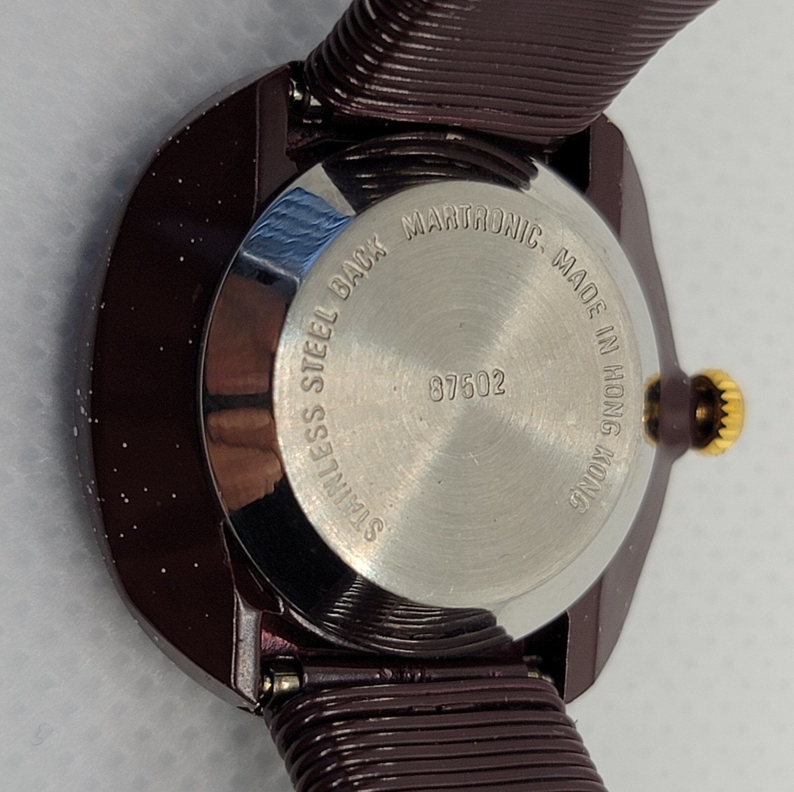 Jeffrey Lawrerence Martronic Brown Plum Speckled Flex Band Manual Wind Watch L2