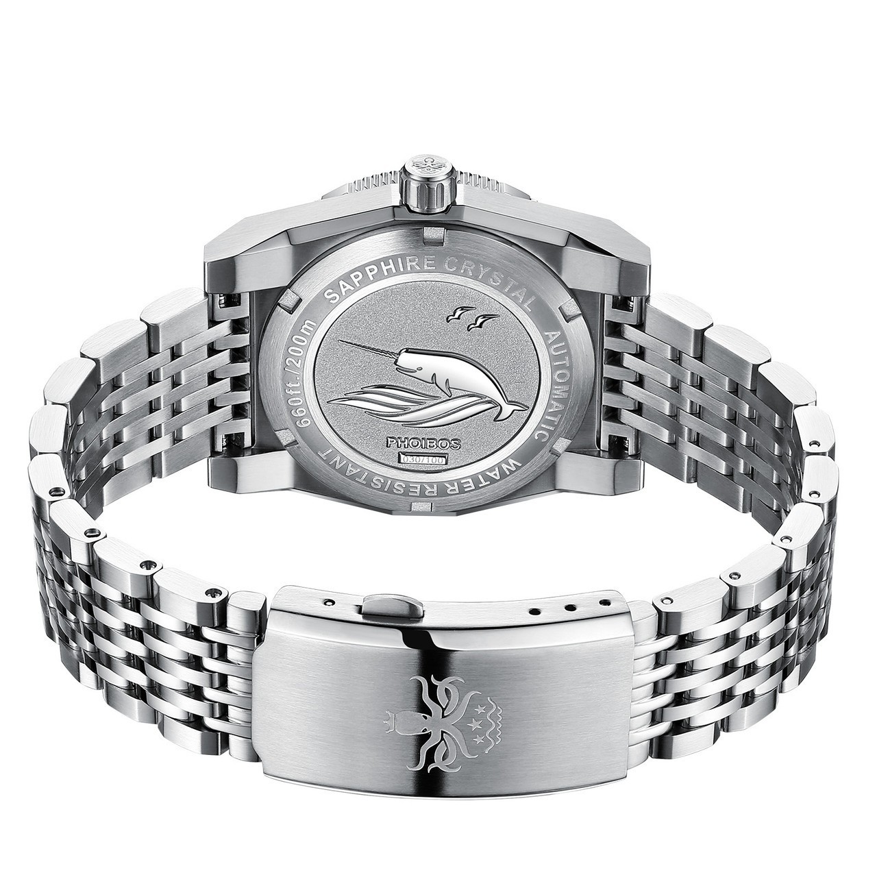 PHOIBOS Narwhal PY061C Mens Automatic Diver Watch Black Aventurine 200m