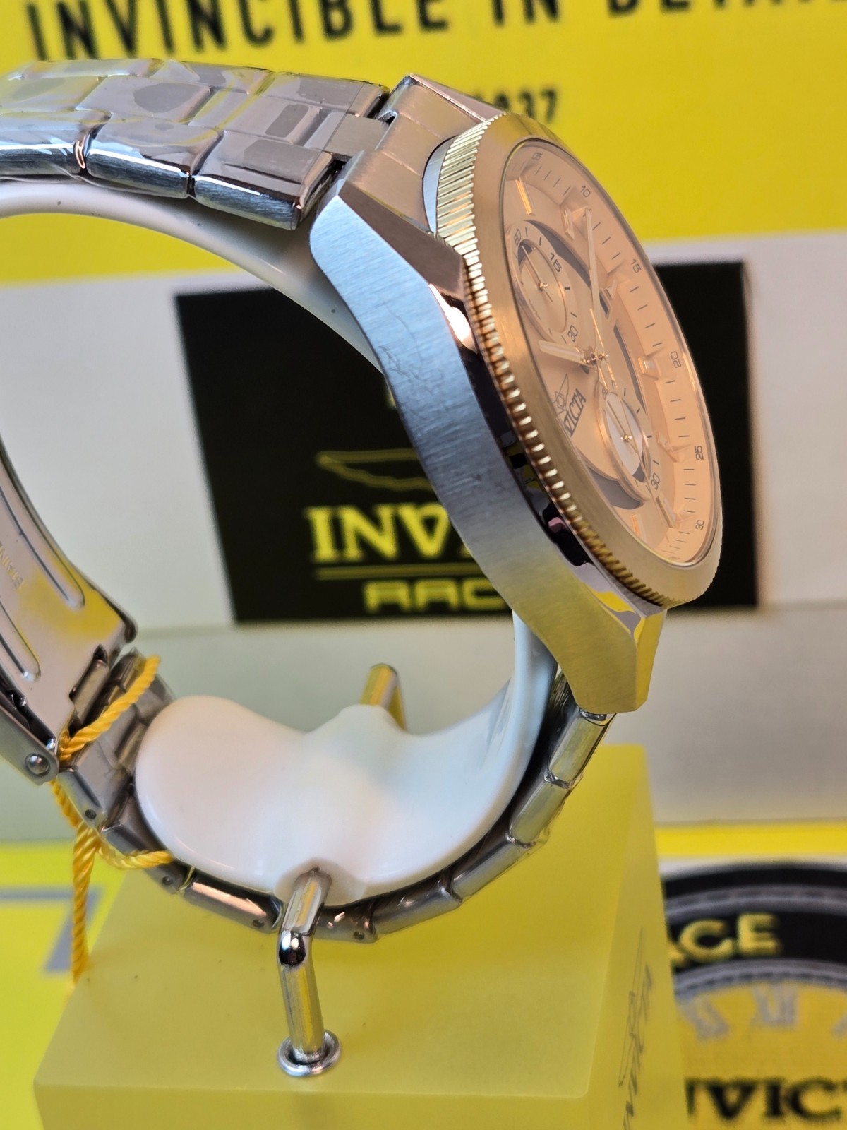 Invicta Speedway Sprintus Men’s Watch 45mm Steel w/ Gold Bezel & Date NEW