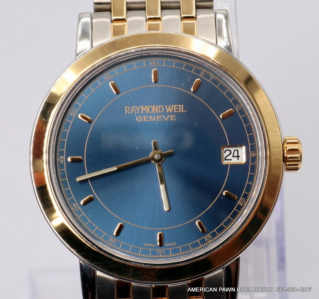 Raymond Weil 5593 Toccata Stainless Steel Two Tone Quartz Watch 35mm Blue Dial