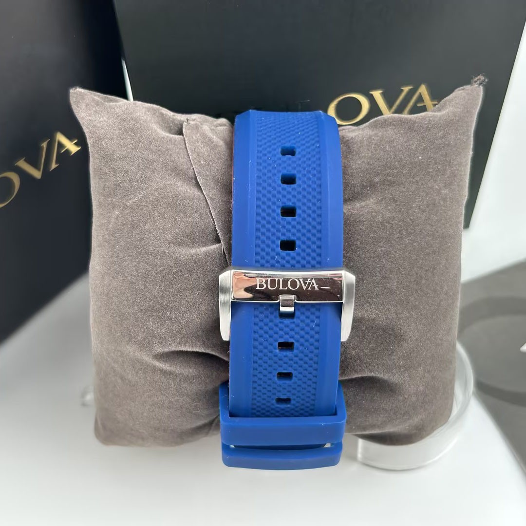 Bulova Marine Star 98A225 White Dial Silicon Strap Men Automatic Watch New 45mm