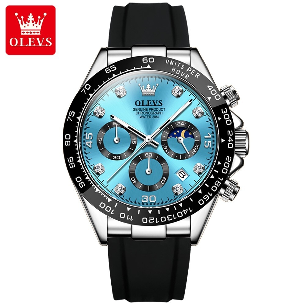 OLEVS Men’s Diving Watch – Quartz, Chronograph, Luminous, Diamond, Date Display