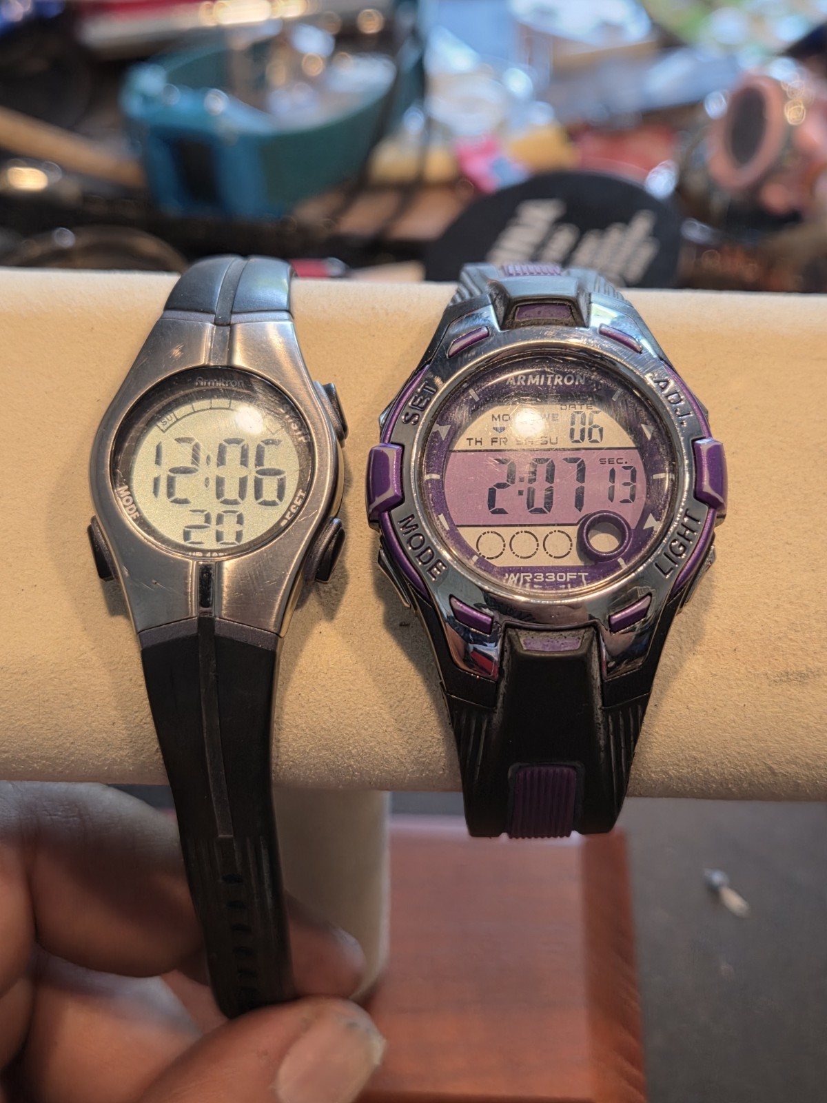Armitron Pro Sport 38mm Purple/Black Digital Watch & Other Lot Of 2 New Batt C70