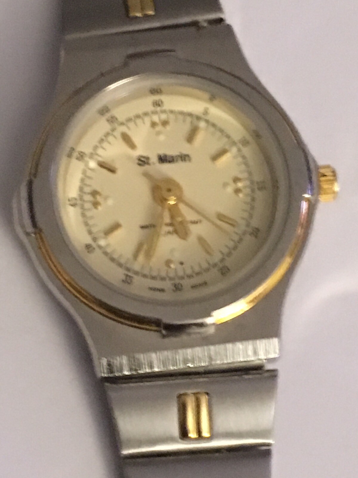 Vintage StMarin Silver tone Gold Trim Watch