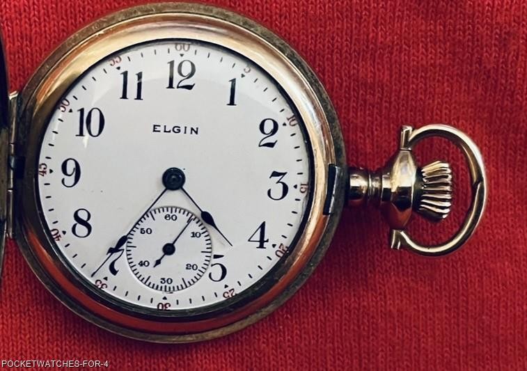 ca 1915 ELGIN 0s HUNTER 15 JEWELS GOLD FILLED CASE POCKET PENDANT WATCH SERVICED