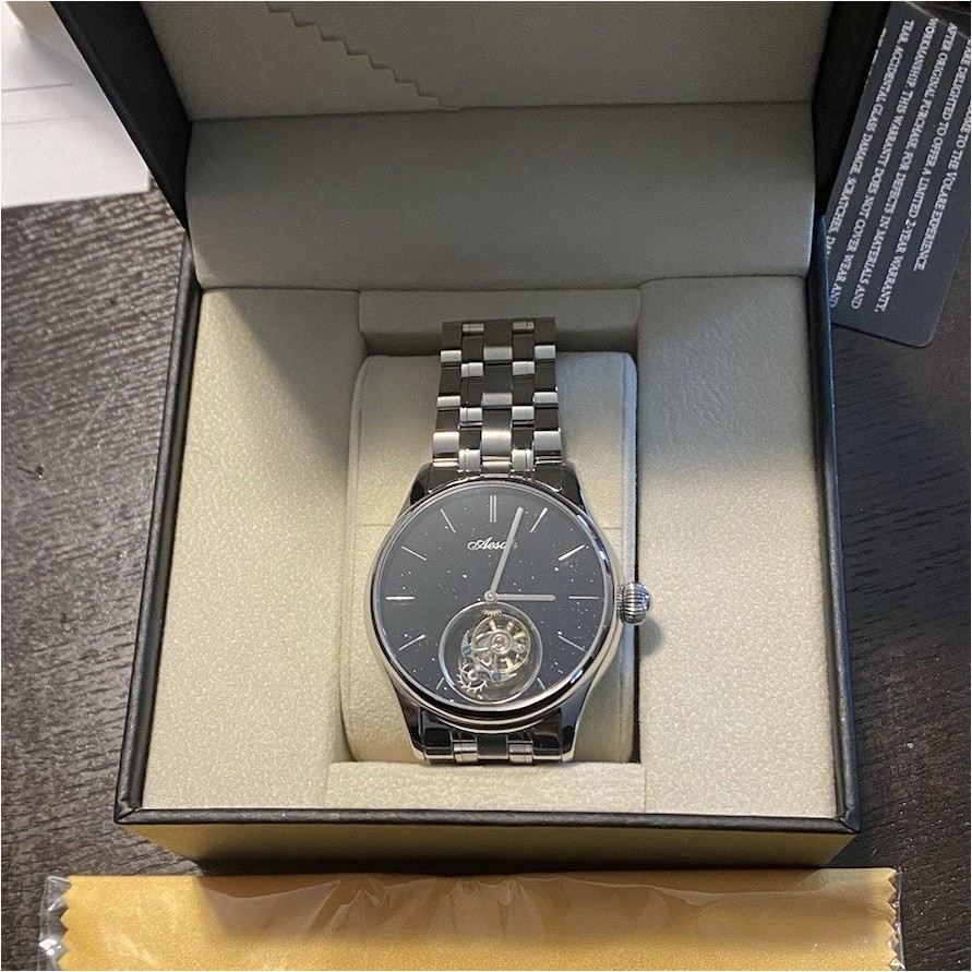 Aesop Starry Sky Tourbillon Manual Mechanical 40mm Blue Dial SS Bracelet Box