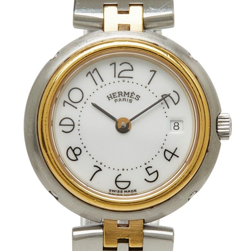 Profile Watch Silver Gold Stainless Steel Plated Ladies HERMES 1 0279486