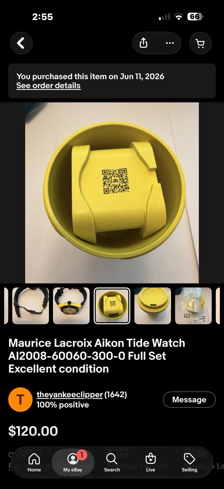 Maurice Lacroix AIKON Tide 40mm Quartz Date 10 ATM Yellow Dial Black Strap