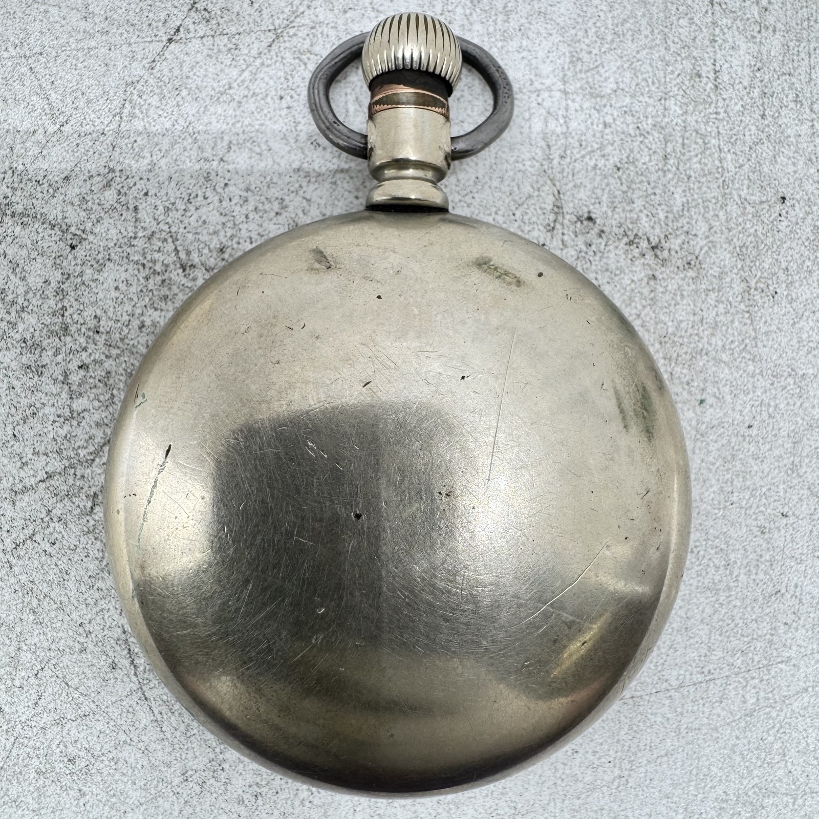 Antique18s Crescent Pocket Watch Case Mechanical Nickel Coin Edge USA Swing Out