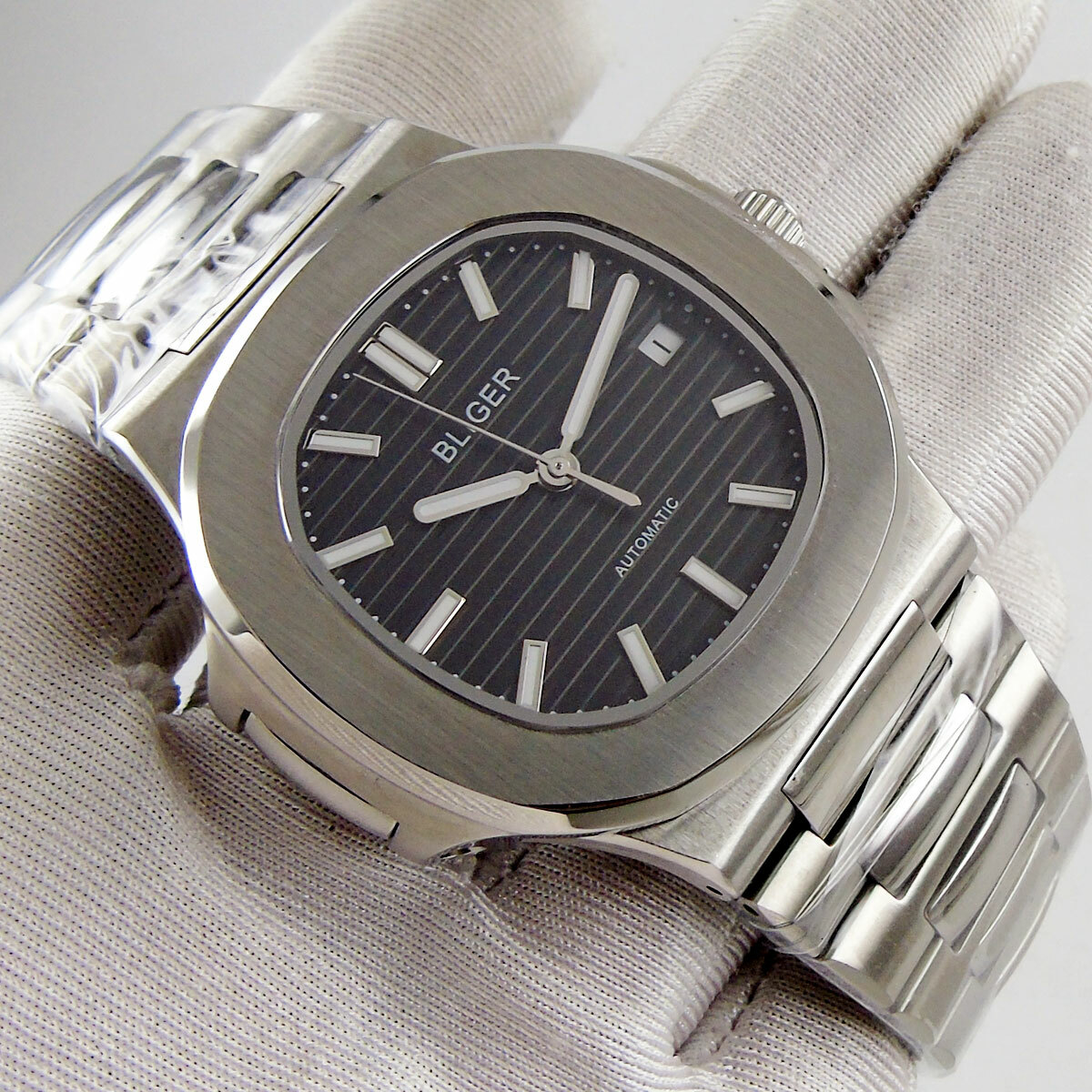 Square 40mm Bliger Black Dial Sapphire Glass PT5000 NH35A Automatic Mens Watch