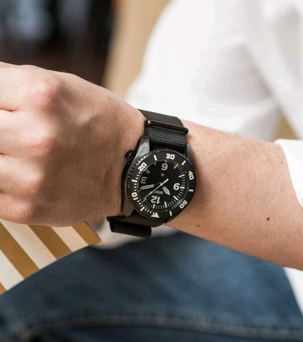 MWC Titanium Depthmaster 100ATM 1000m Black PVD Military Diver Ships from USA.