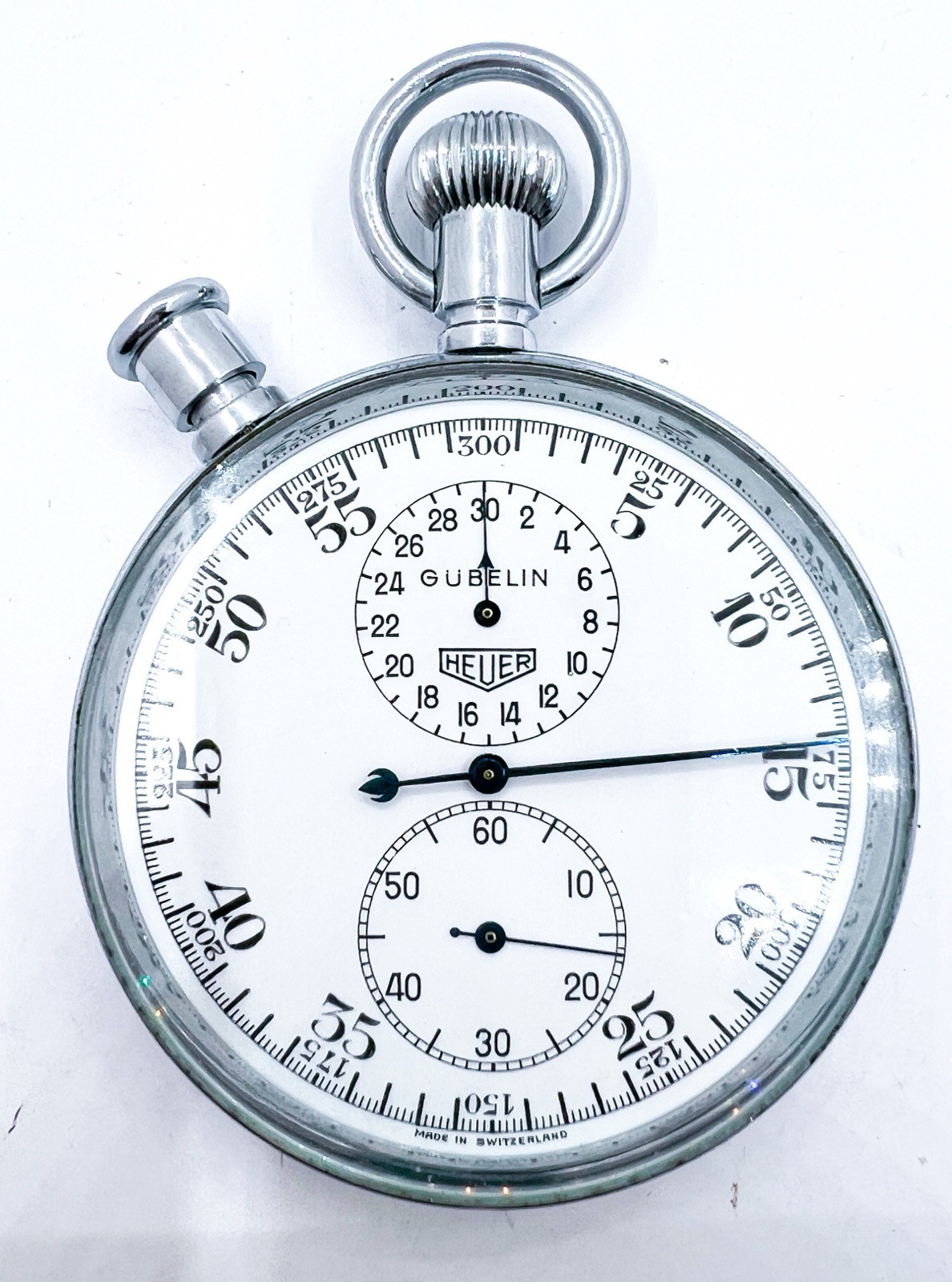 Heuer Gubelin Oversize 57mm Chronograph Split Second Mechanical Stop Watch Work