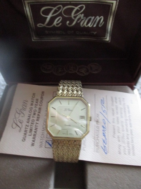Le Gran Swiss Made Watch. Thick Herringbone Bracelet.