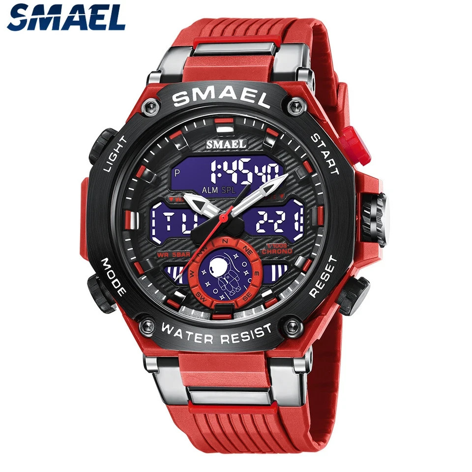 SMAEL Men’s Military Digital Quartz Watch Stopwatch Silicone Band Wristwatch