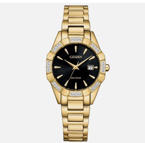 Citizen EW2652-55E Women’s Eco-Drive Stainless Steel Black Dial Watch