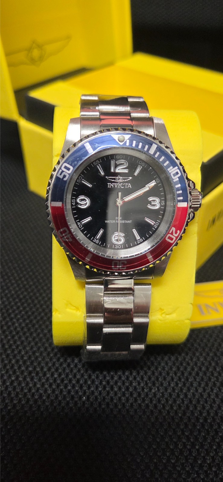 Invicta Specialty Rowan Men’s Diver Watch – 40mm w/ Pepsi Bezel, S/S Braclet