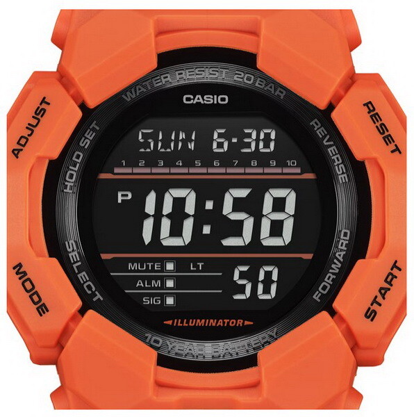 Casio G-Shock GD010-4 World Time 10 Year Battery Digital Orange Watch