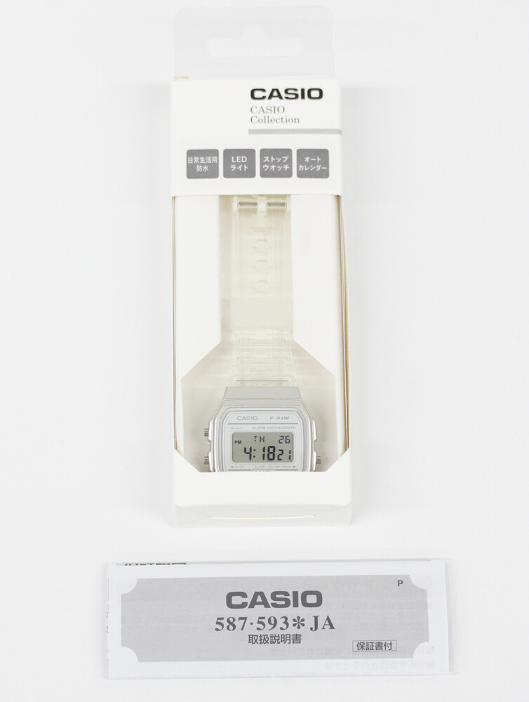 CASIO F-91WS-7JH Digital Quartz resin glass White transparent