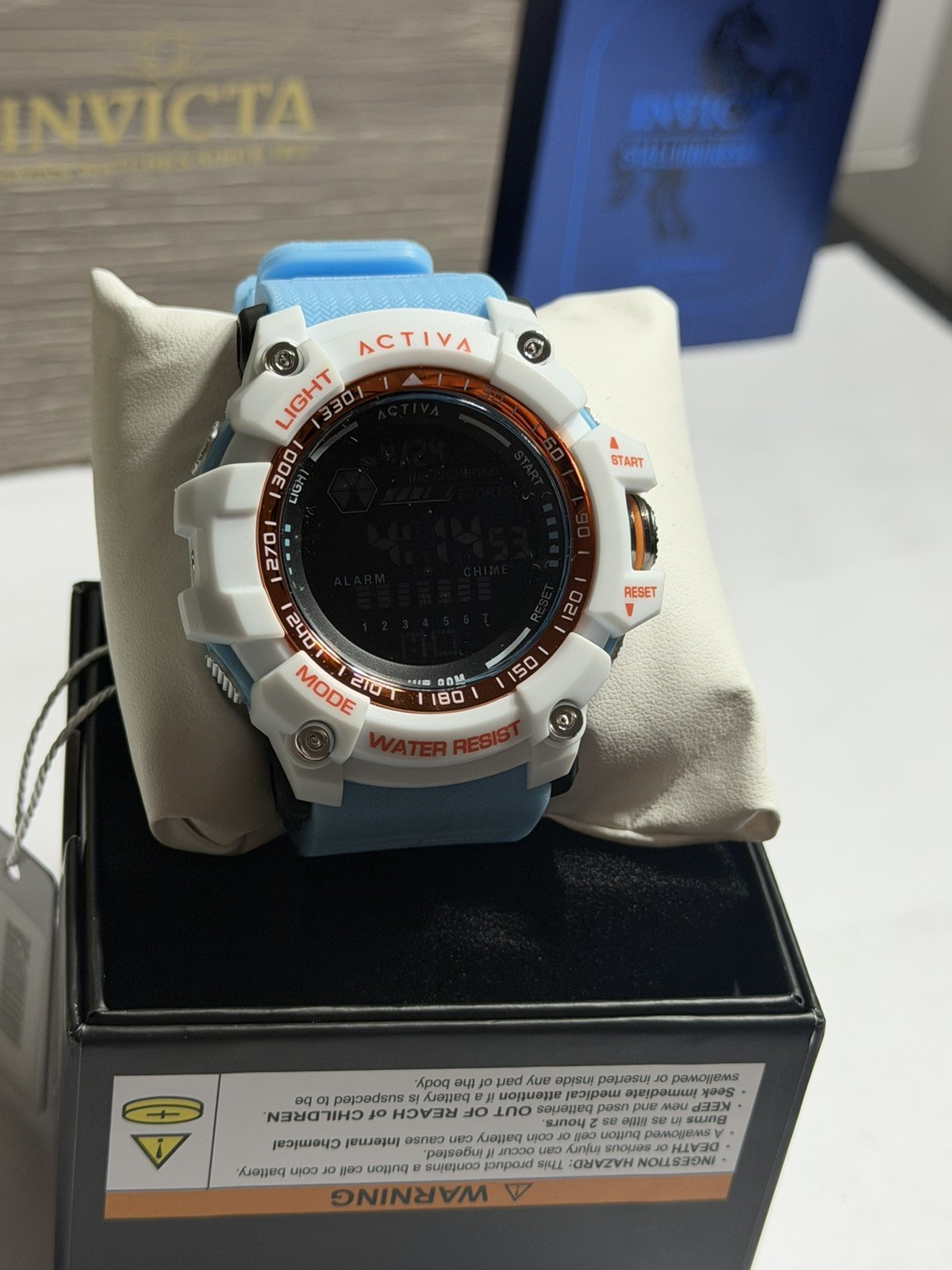 Activa X Invicta Mens 56mm Digital Essentials Watch Light Blue ACW8020-008 New