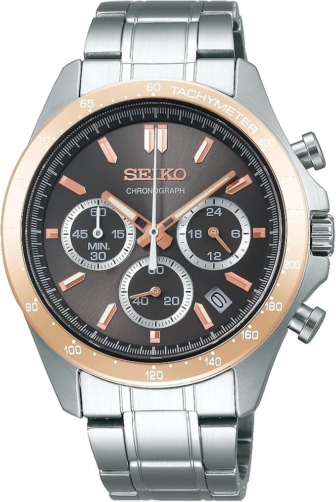 SEIKO SBTR026 Chronograph Brown Dial Stainless Steel Split Pin JDM Men Watch New