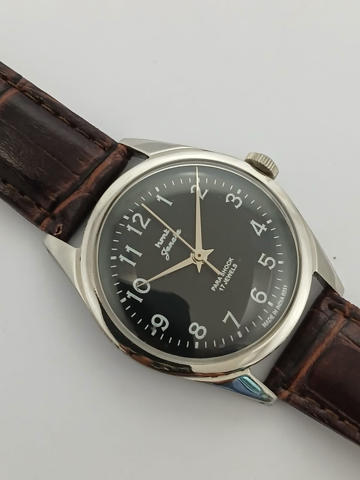 HMT Janata Black Dial Hand Winding Mechanical TRANSPARANT Watch 17 Jewels Vntage
