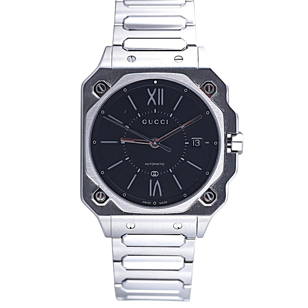 Gucci G-Flat Black Dial Automatic 36mm Steel Men’s Watch YA166401