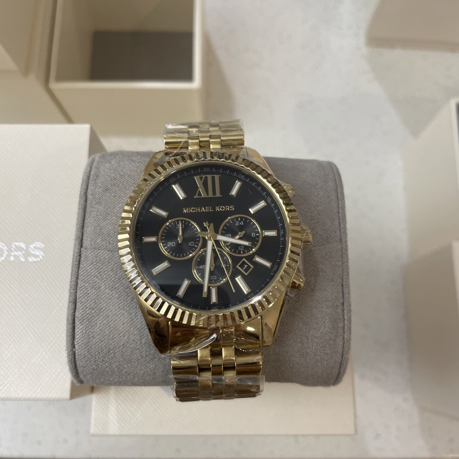 Michael Kors MK8286 Lexington Black Dial Gold Bracelet Formal Men’s Watch