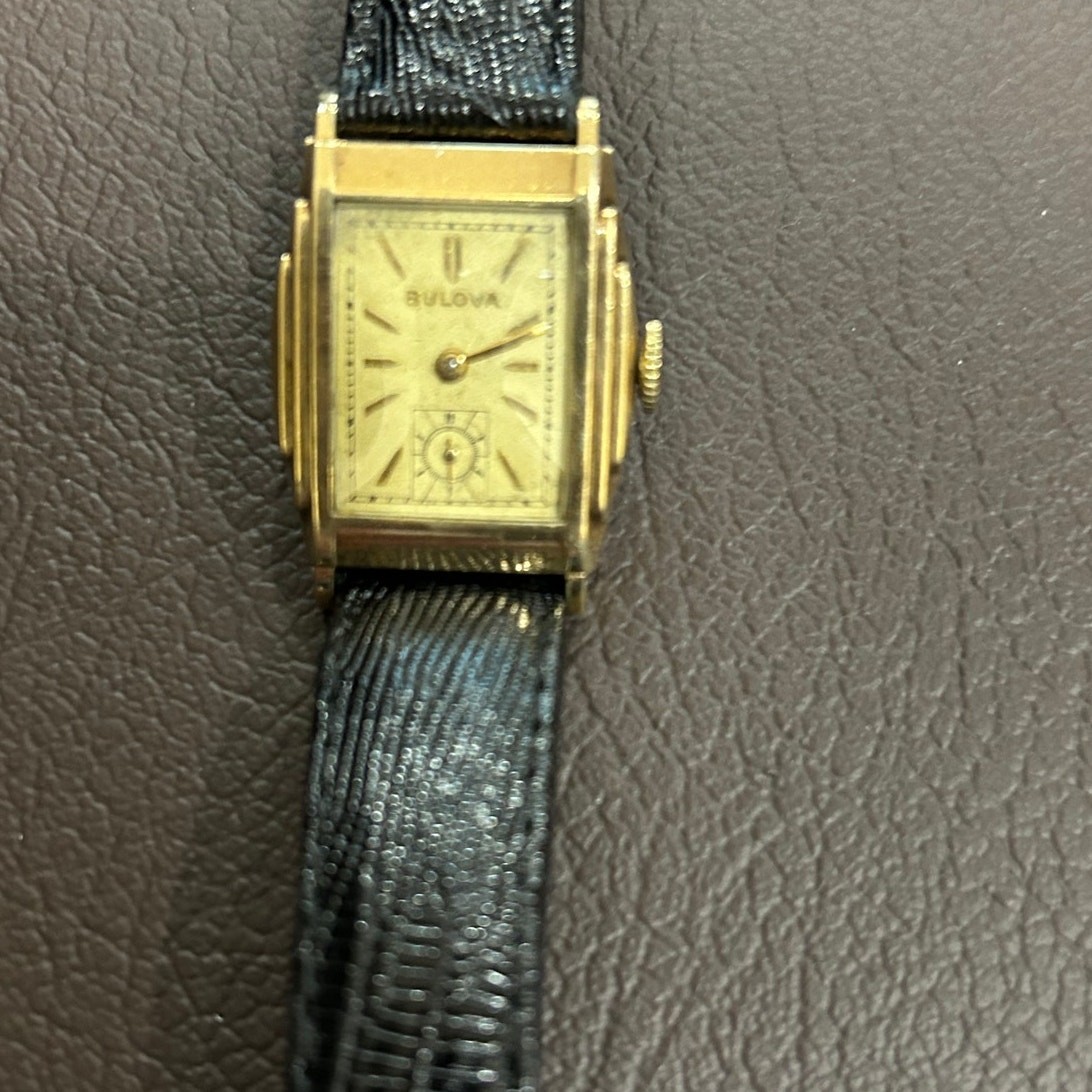 Bulova art deco swiss power 10K rolled gold plate watch runs