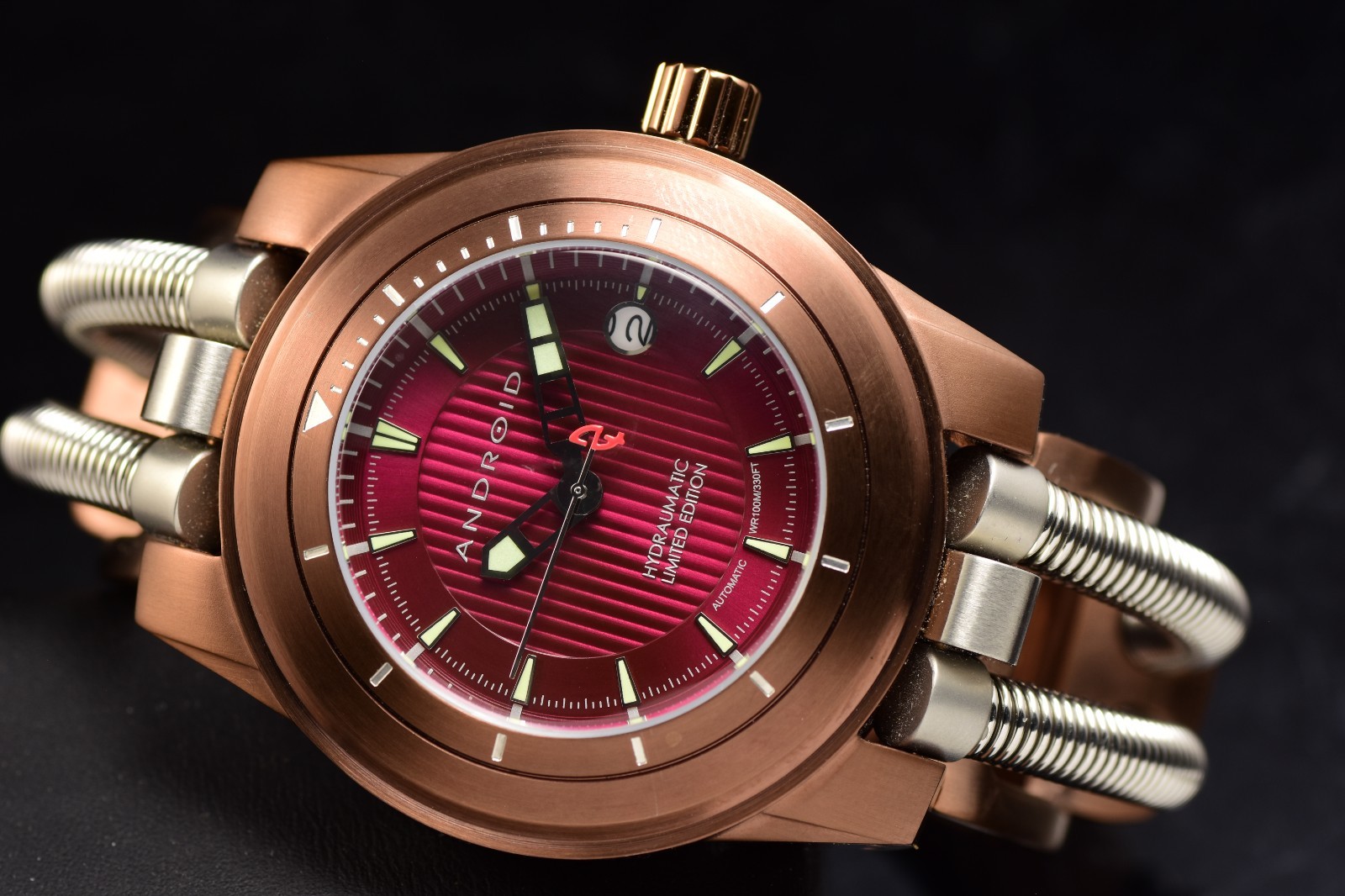 Android Aragon Maroon Hydraumatic Automatic Limited Edition Model AD680 Watch