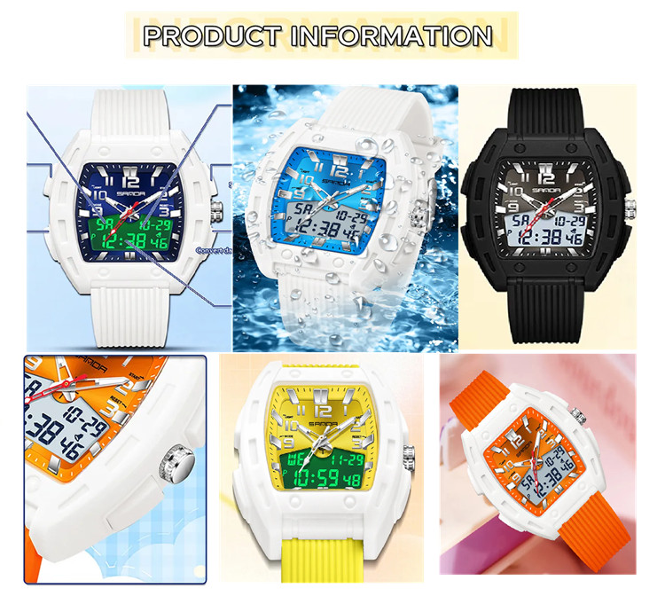 Unisex Multiple Functions Barrel Watch Dual Display Quartz plus Electronic