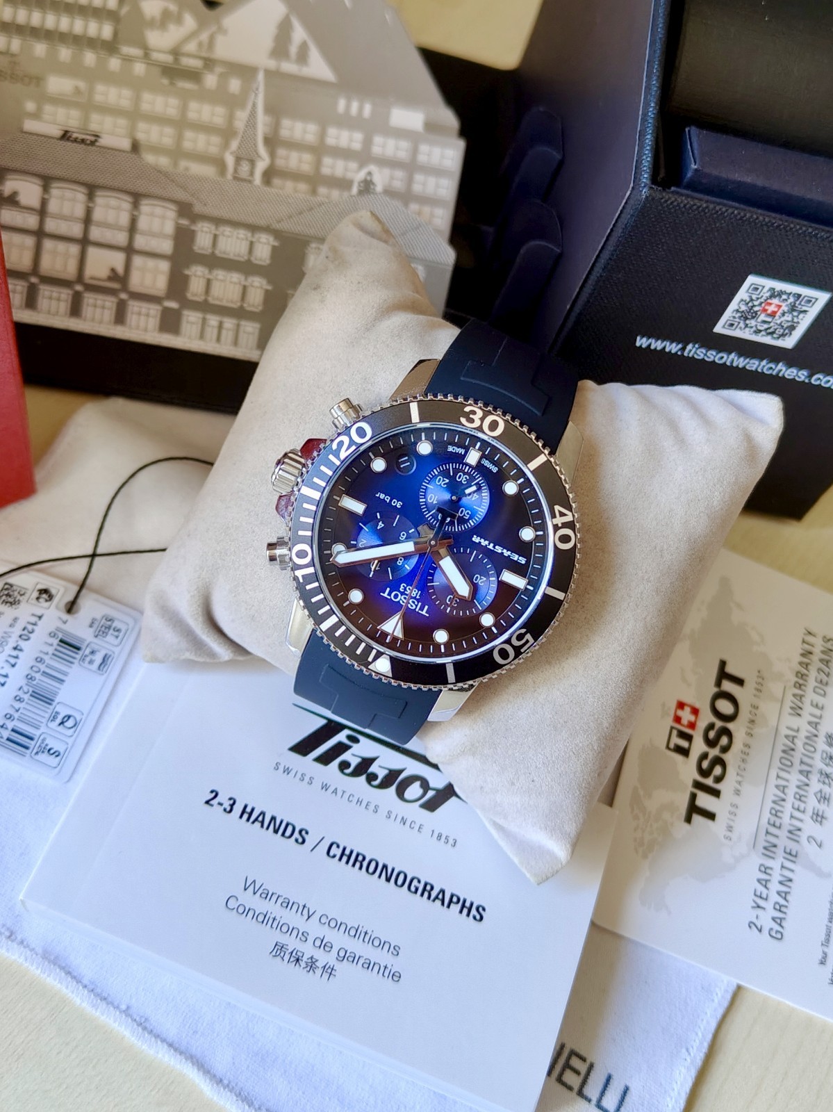 Tissot Seastar 1000 T-Sport Steel Men’s Chronograph Blue Black Dial Diver 300m