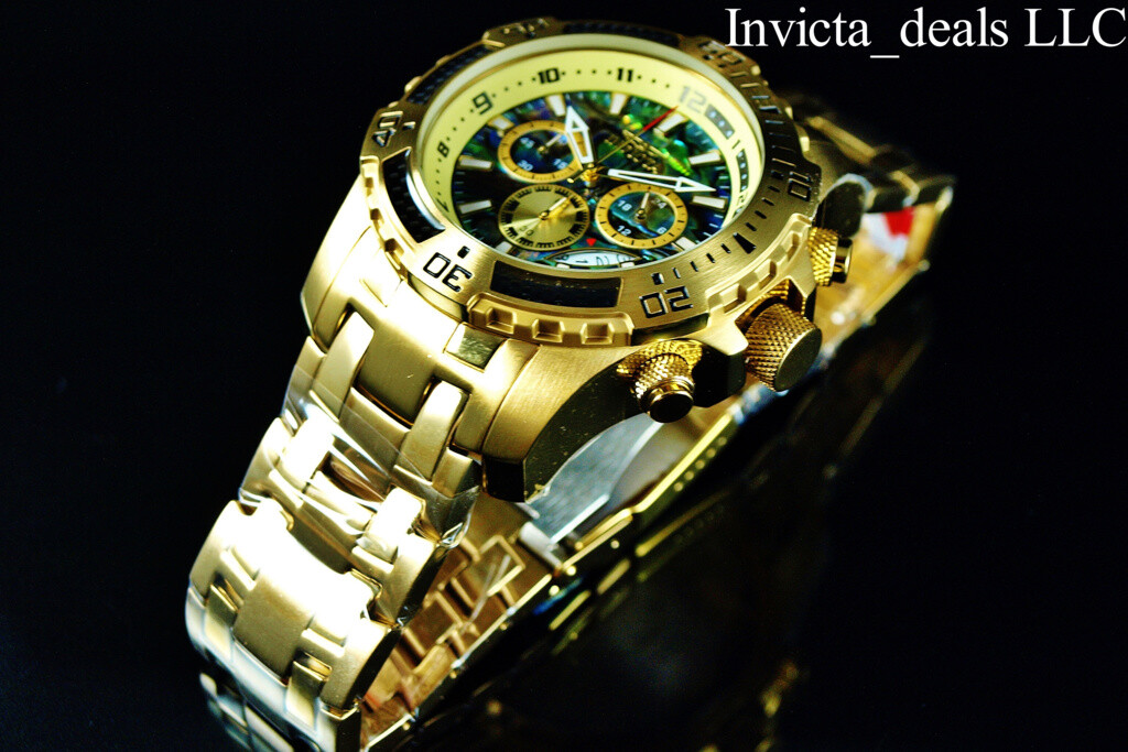 Invicta Men’s 51mm Pro Diver SCUBA Chronograph ABALONE Dial Gold Tone SS Watch