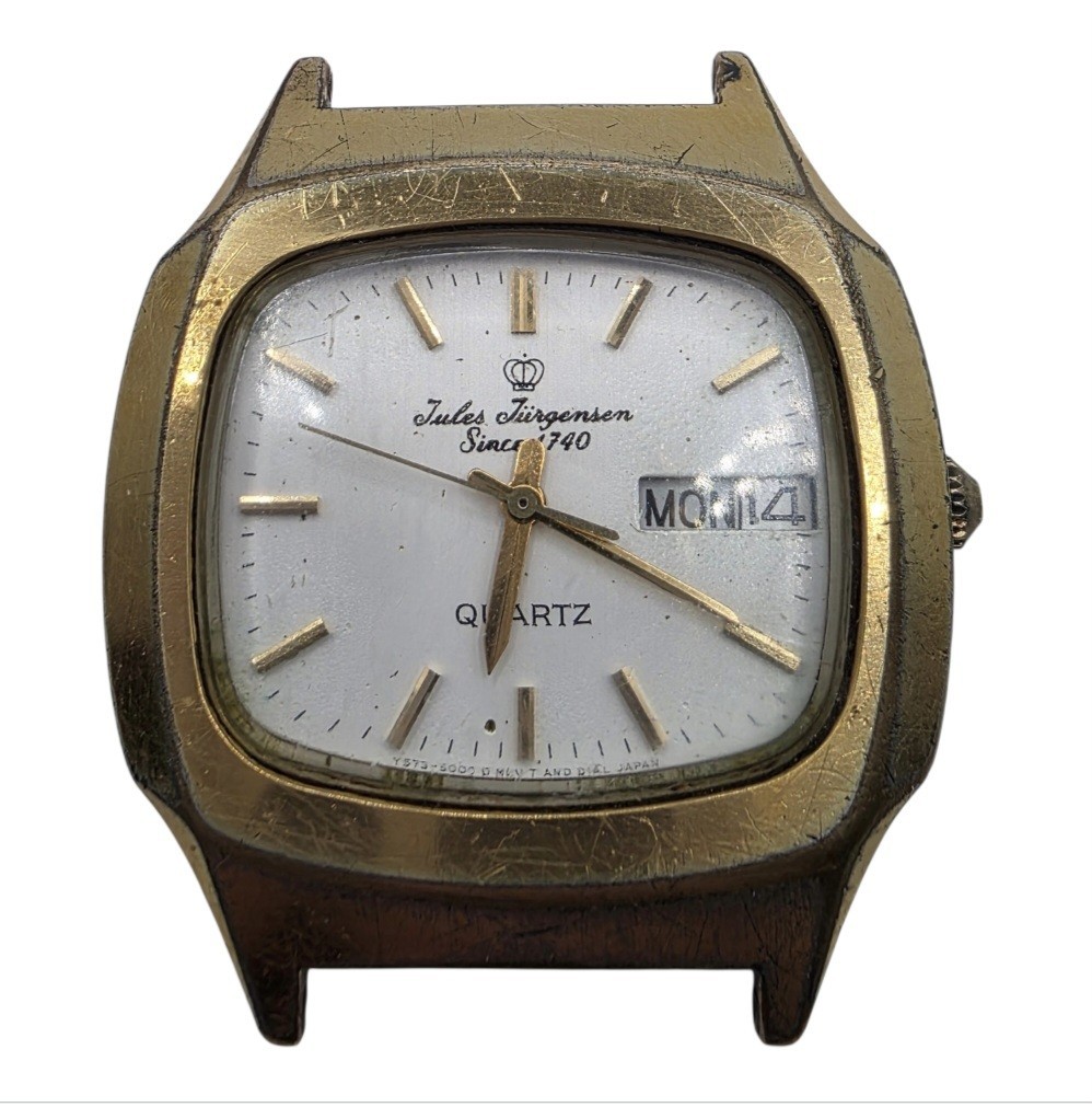 Jules Jurgensen Vintage Men’s Quartz Watch Day Date Gold Tone Lot