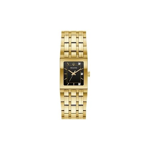 Bulova 97P167 Marc Anthony Quadra Black Dial Gold-Tone Diamond Women’s Watch