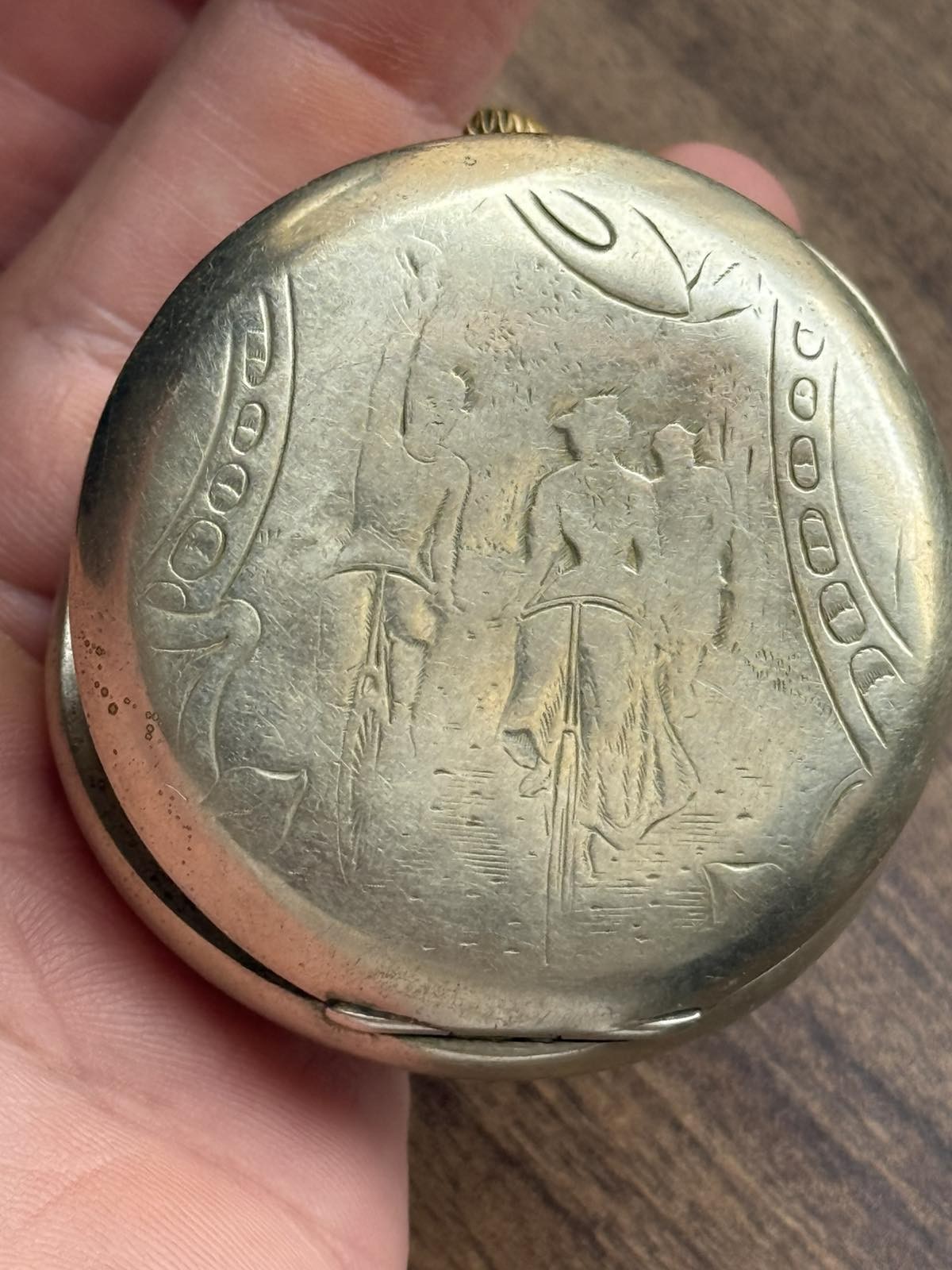 Antique Pocket Watch Mechanical Swiss Silver Depose Art Hercules Bicycles Rare