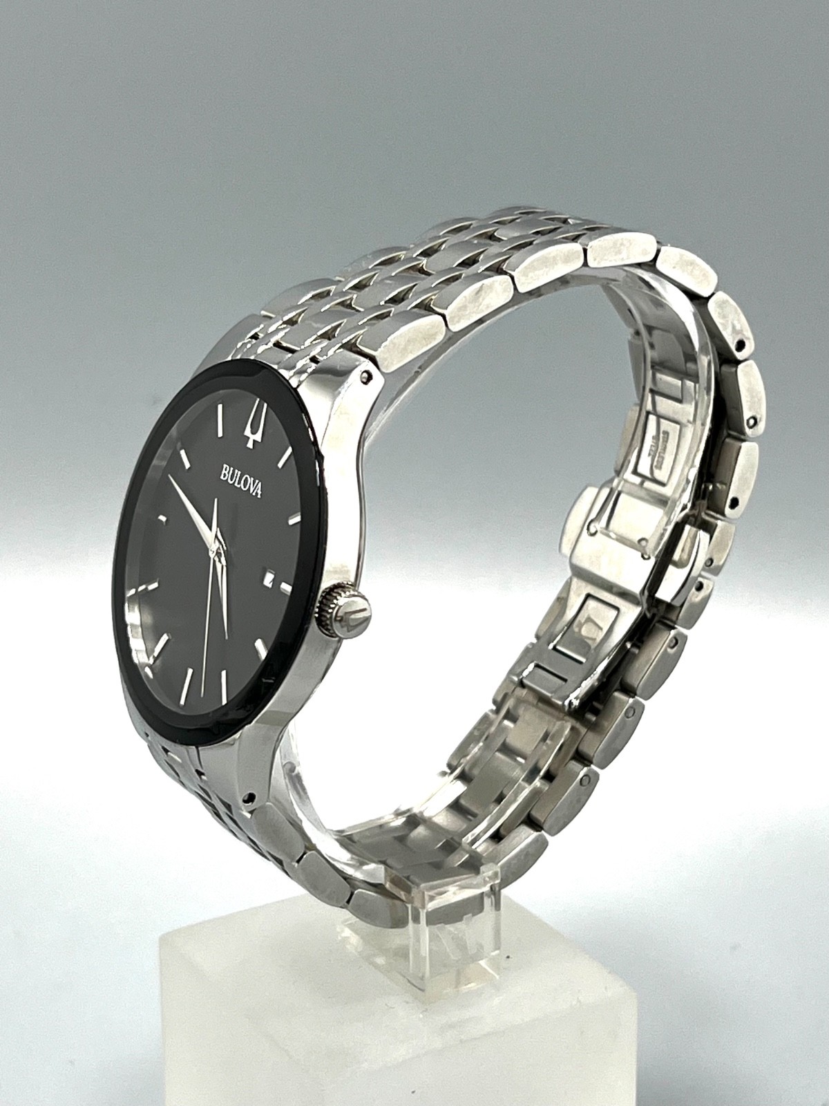 Bulova Men’s Futuro Quartz Silvertone Stainless Steel Bracelet Watch 96B368