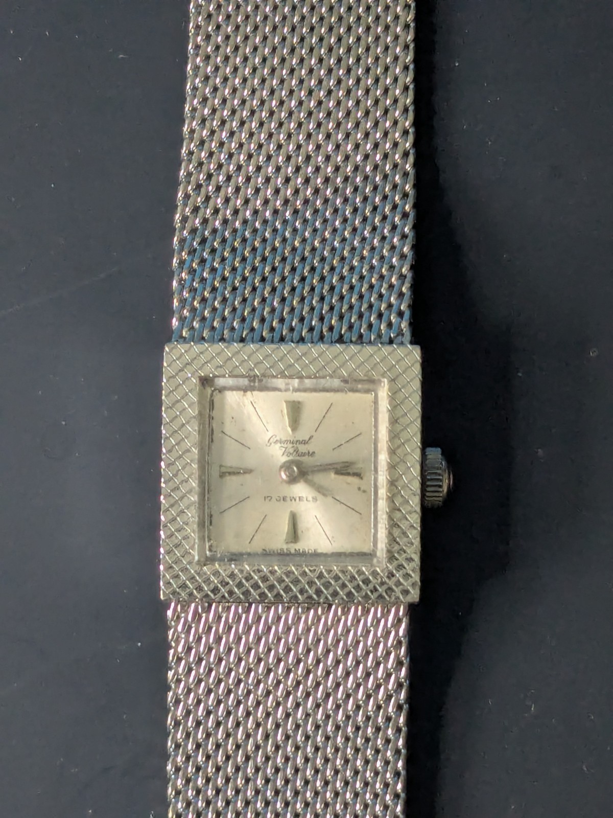 Germinal Voltaire Vintage Ladies 1970’s Watch 17 Jewels Swiss Made Steel 17.5 mm