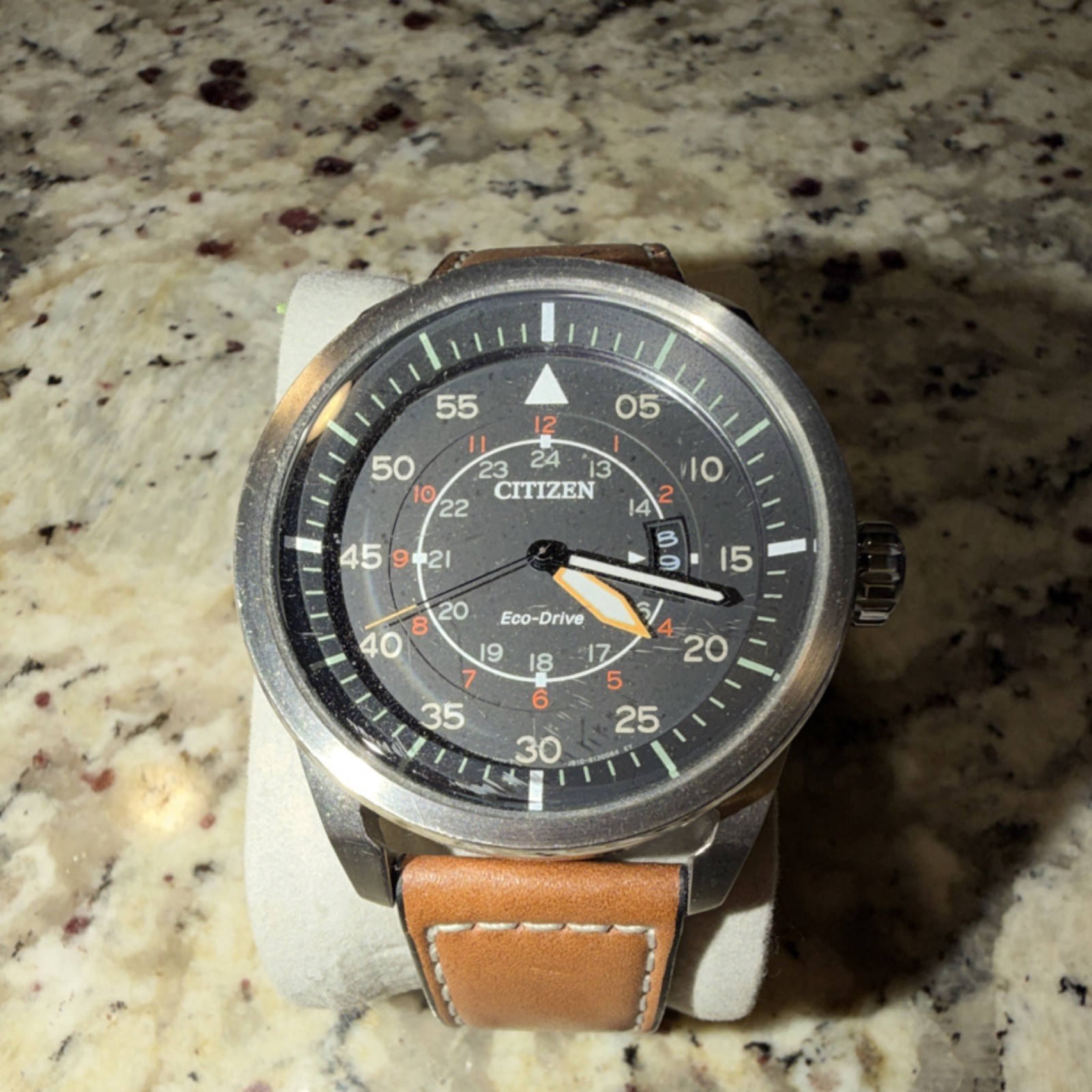 Citizen Eco-Drive Pilot/Aviator Men’s Watch Black Dial Brown Leather Strap