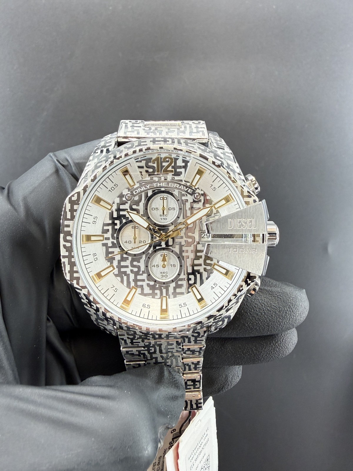 Diesel Mega Chief Mens Silver Stainless Steel Chronograph Watch
