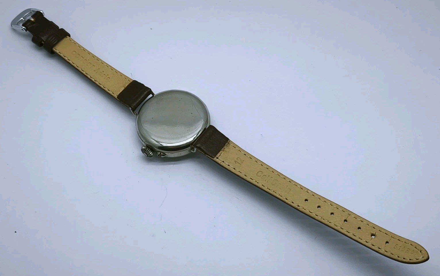 Vtg c1914 Swiss Chrome Nickel Plated WW1 Era 31mm Trench Watch Spares Or Repair