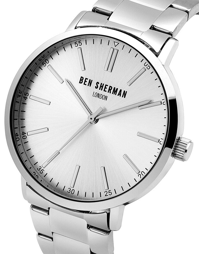 Ben Sherman London Stainless Steel Quartz Mens Watch Silver Dial WB061SM