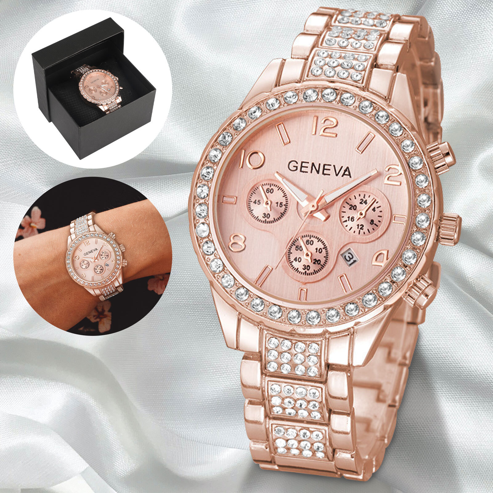 Fashion Romatic Rose Gold Women Quartz Watch Bracelet Ladies Wrist Gifts Luxury