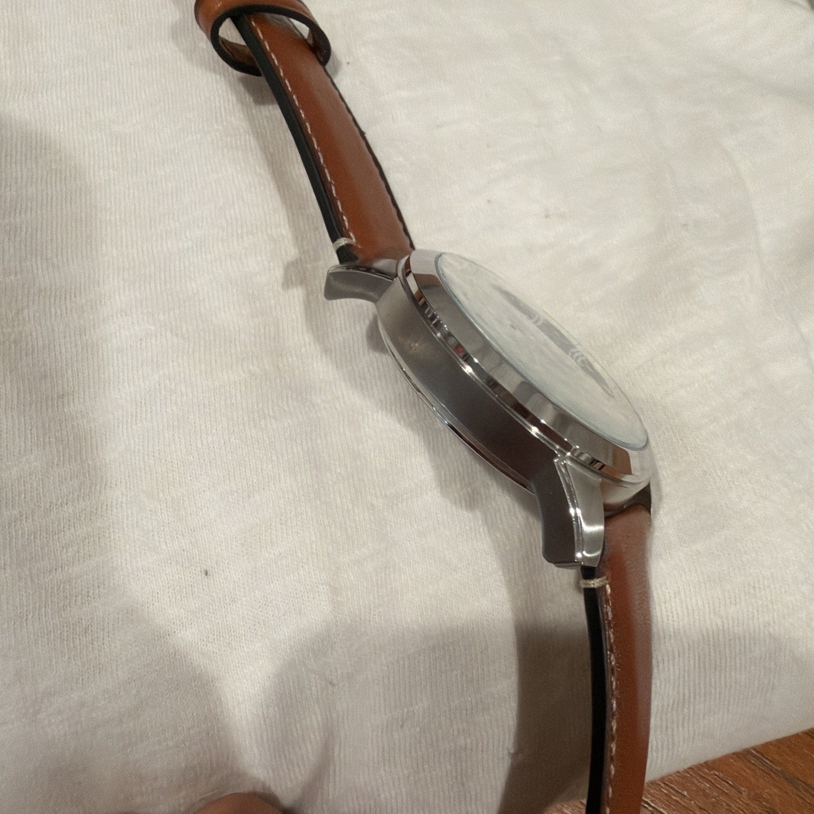 FOSSIL FS5210 Men’s Quartz Watch 45mm Stainless Steel Case Leather Band
