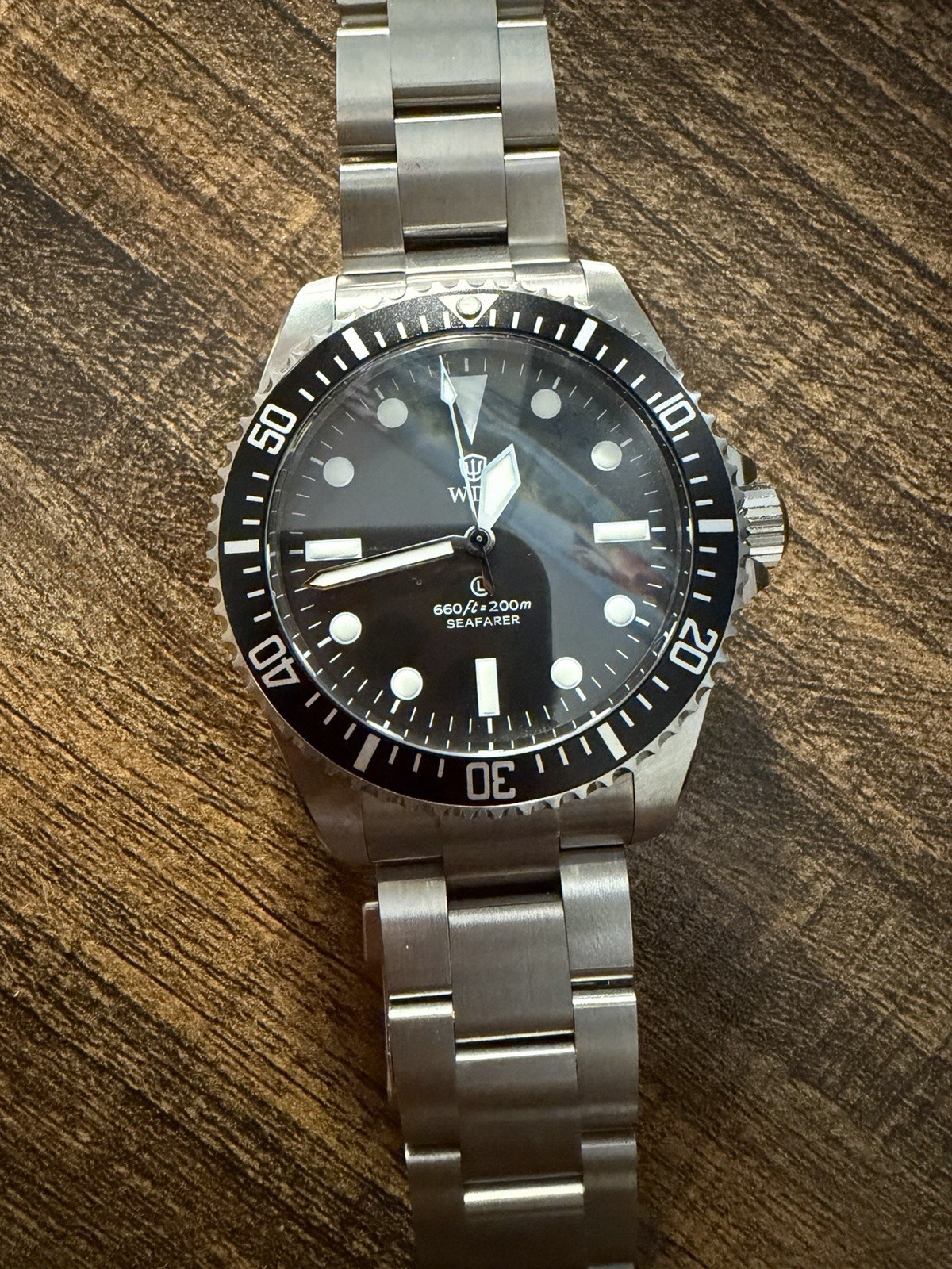 Watchdives WD5513q MILSUB Black Dial Quartz Diver Watch 200m Steel Bracelet