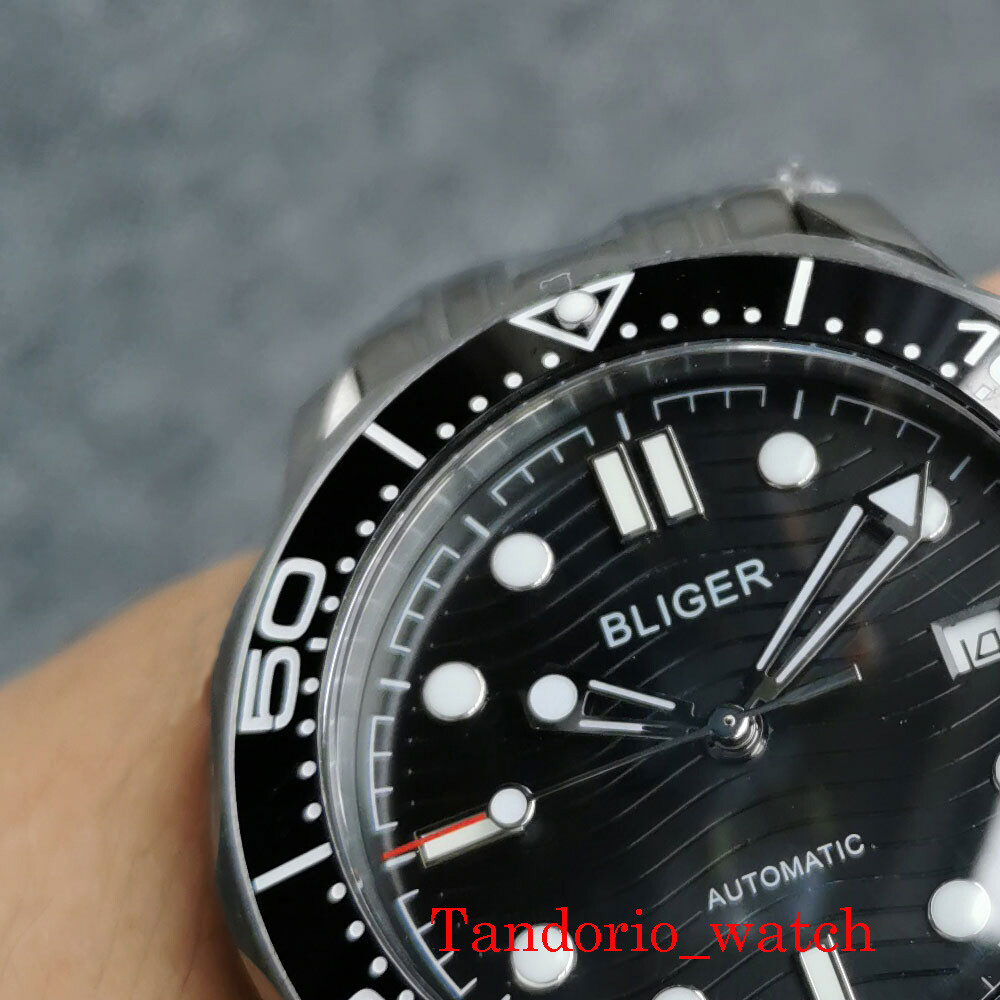 Bliger 41mm Black Blue Green Dial Sapphire Glass PT5000 NH35 Automatic Men Watch