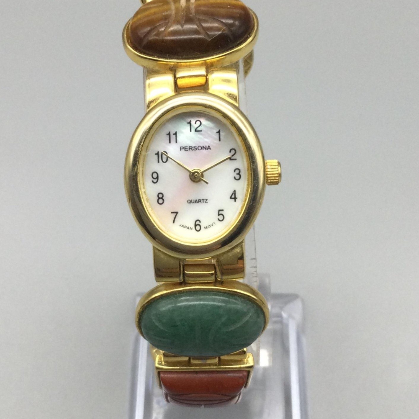Persona Scarab Womens Watch 19mm MOP Dial Gold Tone Multicolor New Battery 7″
