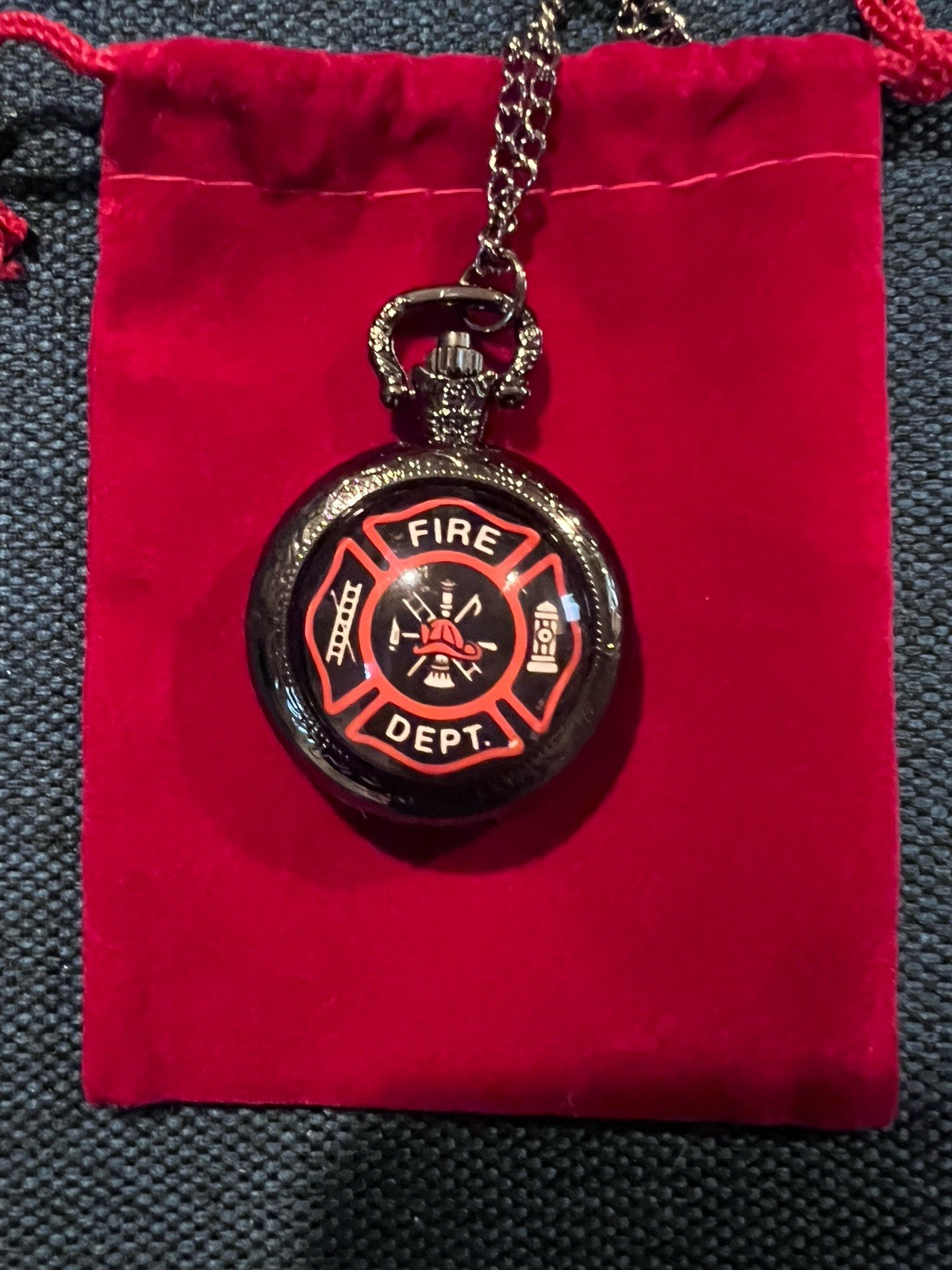 FIRE DEPARTMENT THEME POCKET WATCH AMERICA’S BRAVEST EVER READY WILLING BBA-16A