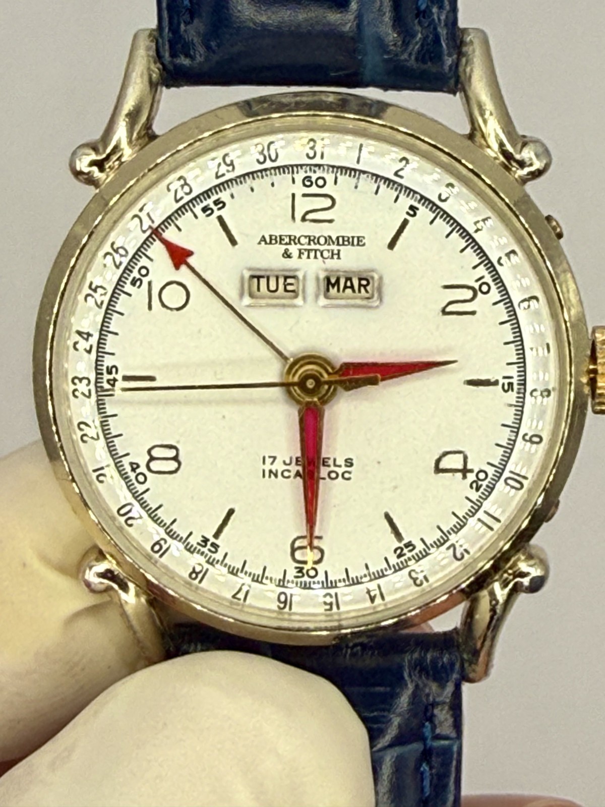 Vintage 1940’s ABERCROMBIE & FITCH Swiss Triple Date Wristwatch