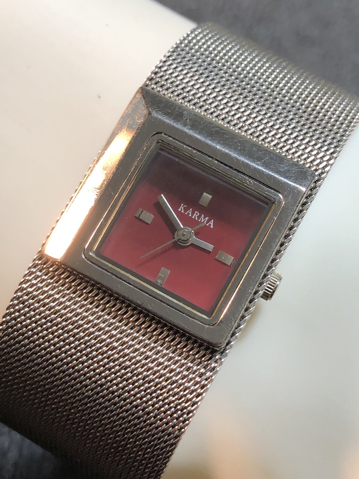 Vtg. Anallergico Styled In Italy Karma Women’s Square Watch Stainless Steel Band